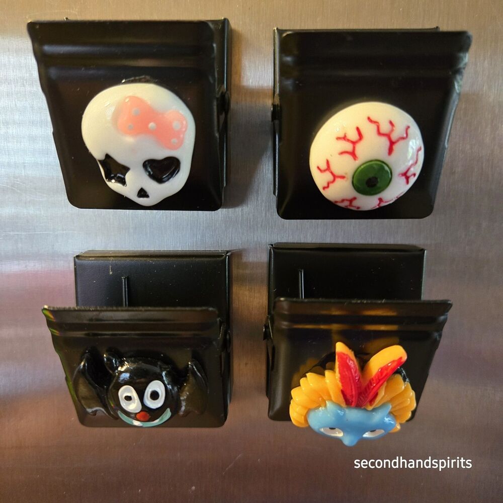 Halloween Monster Magnetic Clips Set of 4 Heavy Duty Refrigerator Magnet Lot